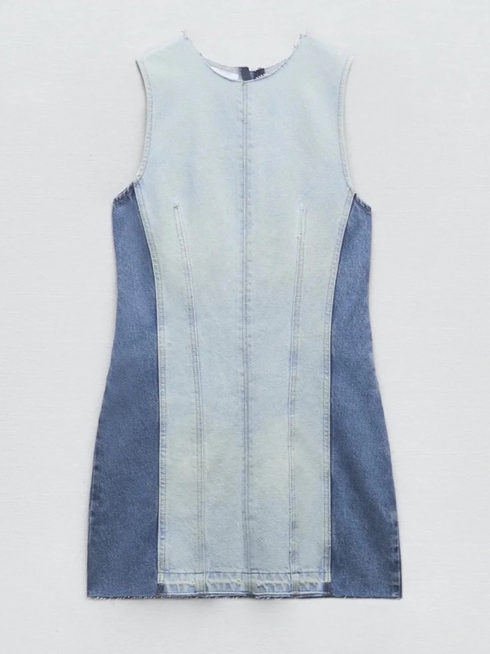 Zara Two Tone Denim Contrast Mini Dress Medium